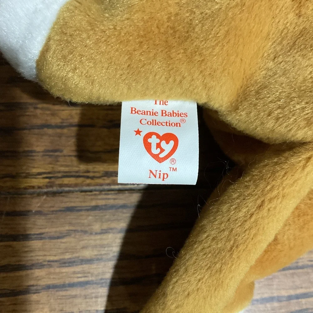 Adorable Ty Beanie Babies Nip Cat 🐈 Plush - Tan and White